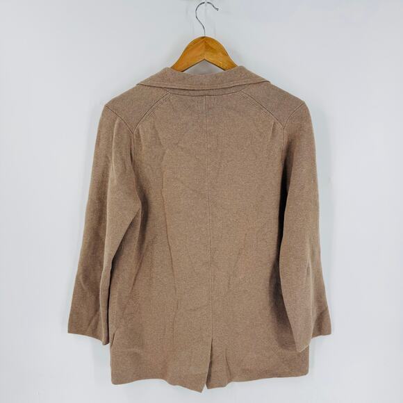 J. Crew Factory Cotton Sweater Blazer Camel Knit 2 Button Jacket Size PM - Picture 3 of 8